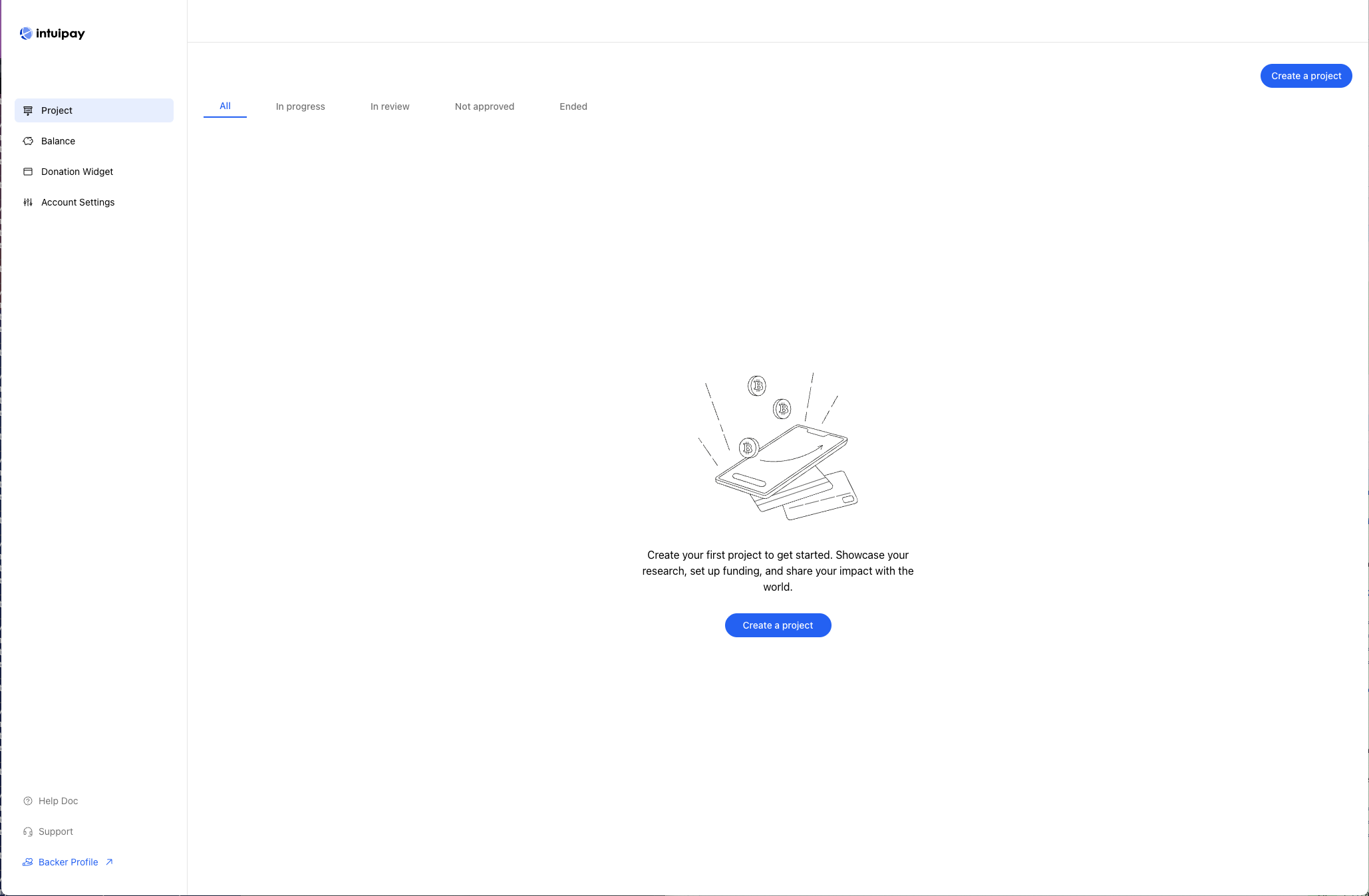 Create Project Button